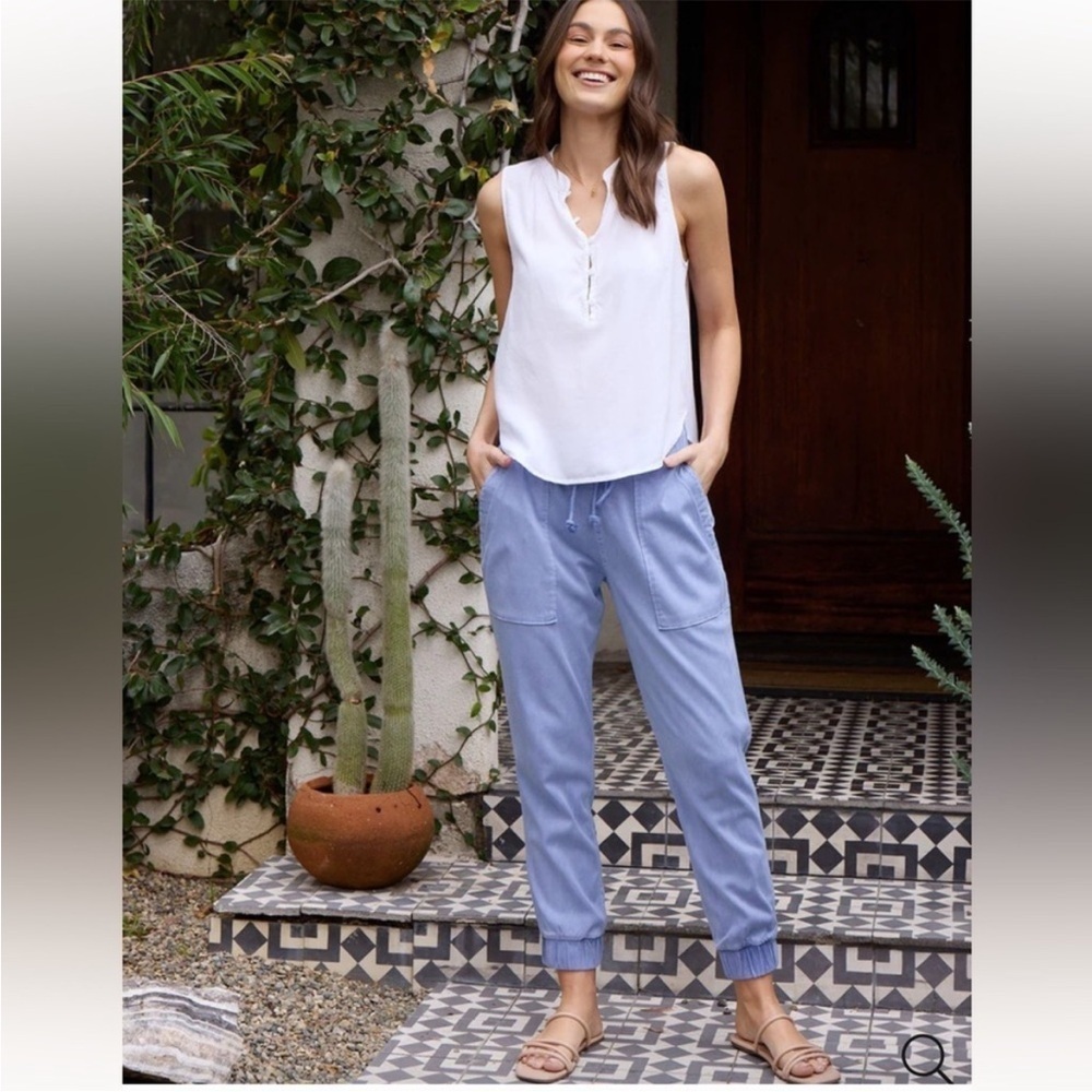 Bella Dahl Peri Casual Pocket Soft Lightweight Summer‎ Jogger Blue Size L
